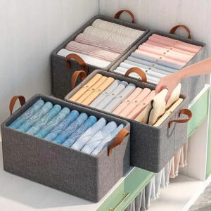 Caixa Organizadora Dobrável 46x28x20cm Multiuso Cinza Para Roupas E Brinquedos - Imagem 3