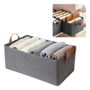Caixa Organizadora Dobrável 46x28x20cm Multiuso Cinza Para Roupas E Brinquedos - Imagem 1