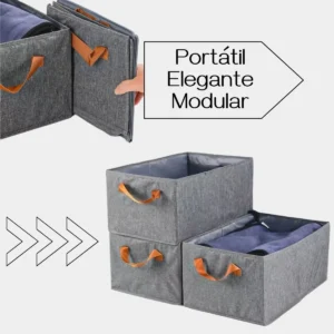 Caixa Organizadora Dobrável 46x28x20cm Multiuso Cinza Para Roupas E Brinquedos - Imagem 6