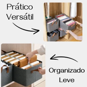 Caixa Organizadora Dobrável 46x28x20cm Multiuso Cinza Para Roupas E Brinquedos - Imagem 7