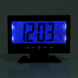 Relógio Digital De Mesa A Pilhas Preto Despertador Led Grande Data Temperatura Ideal Quarto Escritório - Imagem 9