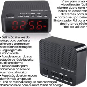 Rádio Relogio Despertador Digital De Mesa Com Rádio Flex Cor Preto - Imagem 7