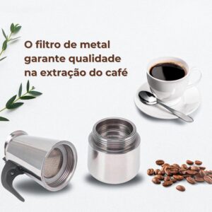 Cafeteira Italiana Aço Inox 300ml 6 Xicaras Café Expresso Cor Prateado - Imagem 5