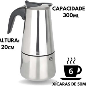 Cafeteira Italiana Aço Inox 300ml 6 Xicaras Café Expresso Cor Prateado - Imagem 8