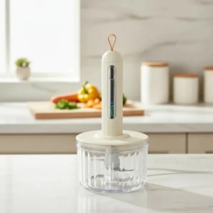 Mini Processador De Alimentos Portátil Lâminas Aço Inox Bege - Imagem 2