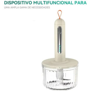 Mini Processador De Alimentos Portátil Lâminas Aço Inox Bege - Imagem 3