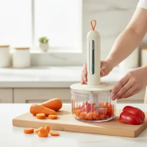 Mini Processador De Alimentos Portátil Lâminas Aço Inox Bege - Imagem 7