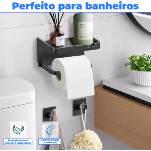 Suporte Papel Higiênico Adesivo Elegante Parede Celular - Imagem 7