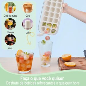 Formas De Gelo Papinha Bebe Tempero Silicone 21 Cubos Bege - Imagem 7