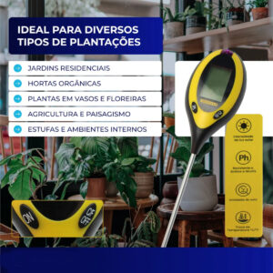 Medidor Digital De Ph Umidade Do Solo Temperatura Terra Luz Solar Plantas Luminosidade - Imagem 7