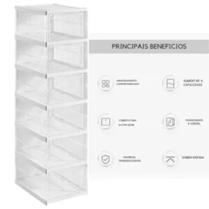 Kit 6 Caixas Organizadora Guardar Sapato Tênis Sapateira - Imagem 3