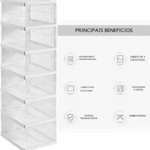 Kit 6 Caixas Organizadora Guardar Sapato Tênis Sapateira - Imagem 8