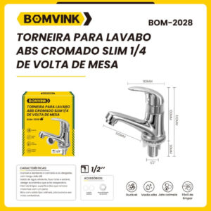 Torneira Banheiro Lavabo Metal 1/4 De Volta Bancada Pia - Imagem 5