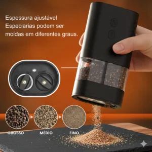 Moedor Elétrico Sal E Pimenta 2 Em 1 Duplo, Usb Recarregável - Imagem 5