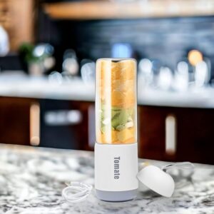 Mini Liquidificador Portátil Tomate MAZ-007 6 Lâminas Vidro Usb Branco - Imagem 3