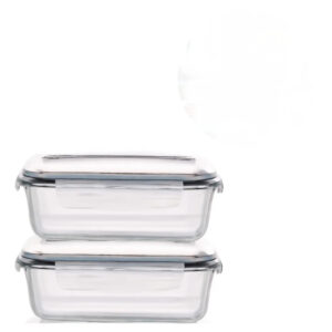 Conjunto 2 Potes Hermético Vidro 370ml 640ml Marmita Fitness Resistente A Variação De Temperatura - Imagem 1