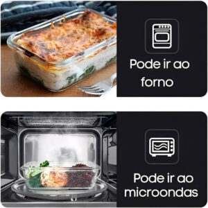 Conjunto 2 Potes Hermético Vidro 370ml 640ml Marmita Fitness Resistente A Variação De Temperatura - Imagem 8