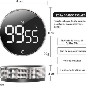 Temporizador Cronômetro Magnético Rotatório Digital Cozinha Academia Contador Regressivo - Imagem 5