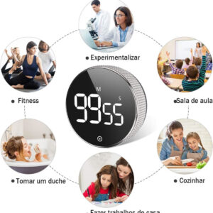Temporizador Cronômetro Magnético Rotatório Digital Cozinha Academia Contador Regressivo - Imagem 3