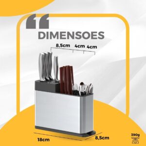 Escorredor Organizador De Talheres Inox Suporte Porta Faca Inox - Imagem 7