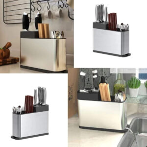 Escorredor Organizador De Talheres Inox Suporte Porta Faca Inox - Imagem 5