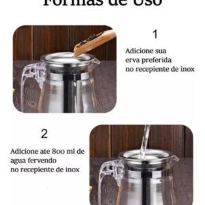 Chaleira De Vidro Com Infusor De Cha Bule Jarra 500ml Vidro - Imagem 5