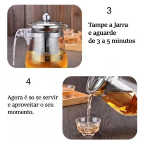 Chaleira De Vidro Com Infusor De Cha Bule Jarra 500ml Vidro - Imagem 4