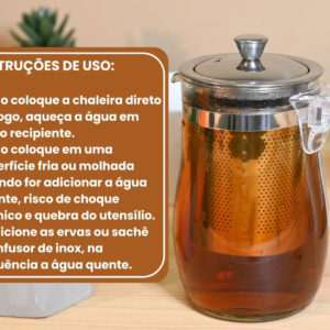 Chaleira De Vidro Com Infusor De Cha Bule Jarra 500ml Vidro - Imagem 7