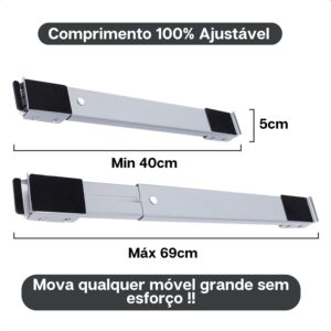 Suporte De Rodinhas Ajustável Para Geladeira Fogão Freezer - Imagem 2