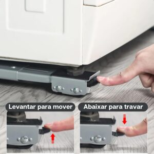 Suporte De Rodinhas Ajustável Para Geladeira Fogão Freezer - Imagem 5