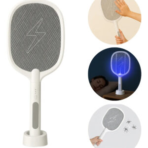 Raquete Mata Mosquitos Elétrica Luminária Armadilha Luz Uv - Imagem 1
