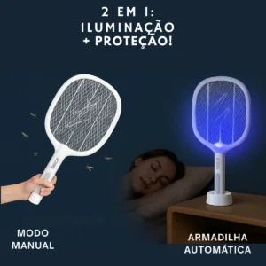 Raquete Mata Mosquitos Elétrica Luminária Armadilha Luz Uv - Imagem 5