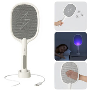 Raquete Mata Mosquitos Elétrica Luminária Armadilha Luz Uv - Imagem 7