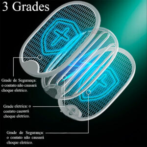 Raquete Mata Mosquitos Elétrica Luminária Armadilha Luz Uv - Imagem 8