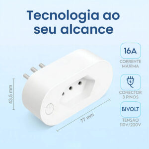 Tomada Inteligente Wi Fi 16a Bivolt Smart Plug Com Monitor De Consumo Automação Residencial - Imagem 2