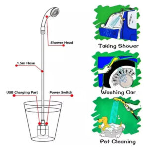 Chuveiro Portatil Recarregavel Camping Ducha A Prova D’agua - Imagem 7