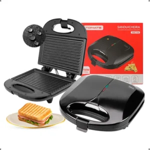 Sanduicheira Elétrica Grande Grill Profissional Lanche Grelha Carne Linguiça 750w 110v Antiaderente Inox Cor Preto - Imagem 3
