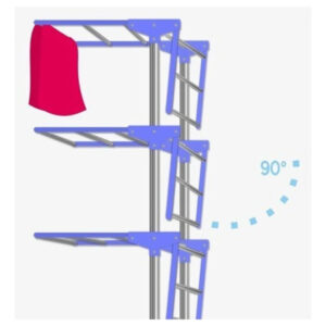 Varal De Roupa Retratil Articulado Dobravel Vertical C/ Roda Cor Azul - Imagem 1
