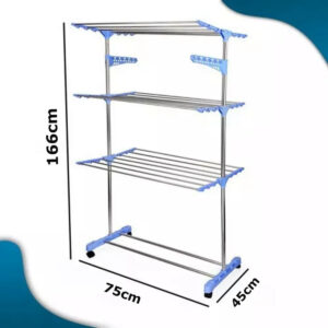 Varal De Roupa Retratil Articulado Dobravel Vertical C/ Roda Cor Azul - Imagem 4