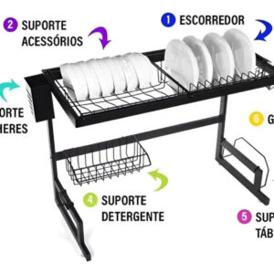 Escorredor De Pia Rack Aço Inoxidável 65cm Organizador Louça - Imagem 3