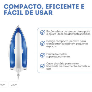 Ferro De Passar Roupas Seco Antiaderente Elgin 110v - Imagem 2