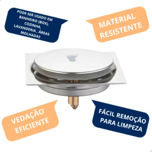 Ralo Click 10×10 Inteligente Pop Up Inox Oculto Invisível Para Banheiro E Cozinhas Acabamento Premium - Imagem 7