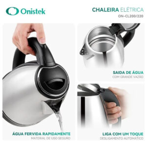 Chaleira Elétrica Onistek 1,8 Litros Prata - Imagem 9