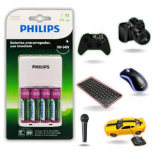 Carregador De Pilha Recarrecavel + 4 Pilhas Xbox Microfone - Imagem 1