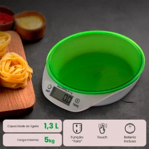 Balança Digital Cozinha Alta Precisão Tigela Alimentos 5kg - Imagem 3