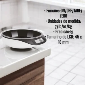 Balança Digital Cozinha Alta Precisão Tigela Alimentos 5kg - Imagem 7