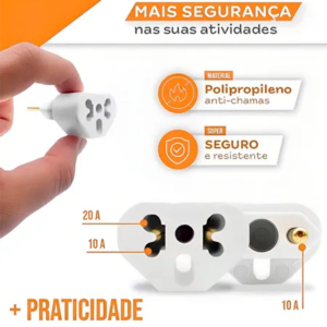 Adaptador De Tomada Benjamin Bob Love Pino Chato 10a/20a Pino Maciço Universal - Imagem 2