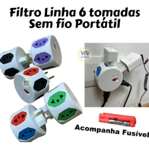 Filtro De Linha 5 Tomadas Sem Fio Portatil C/fusível - Imagem 2