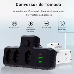 Benjamim Adaptador Universal Tomada Usb Tipo C Filtro Linha - Imagem 4