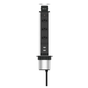 Torre 3 Tomada de Mesa Retrátil Bivolt De Embutir Bancada - Imagem 3